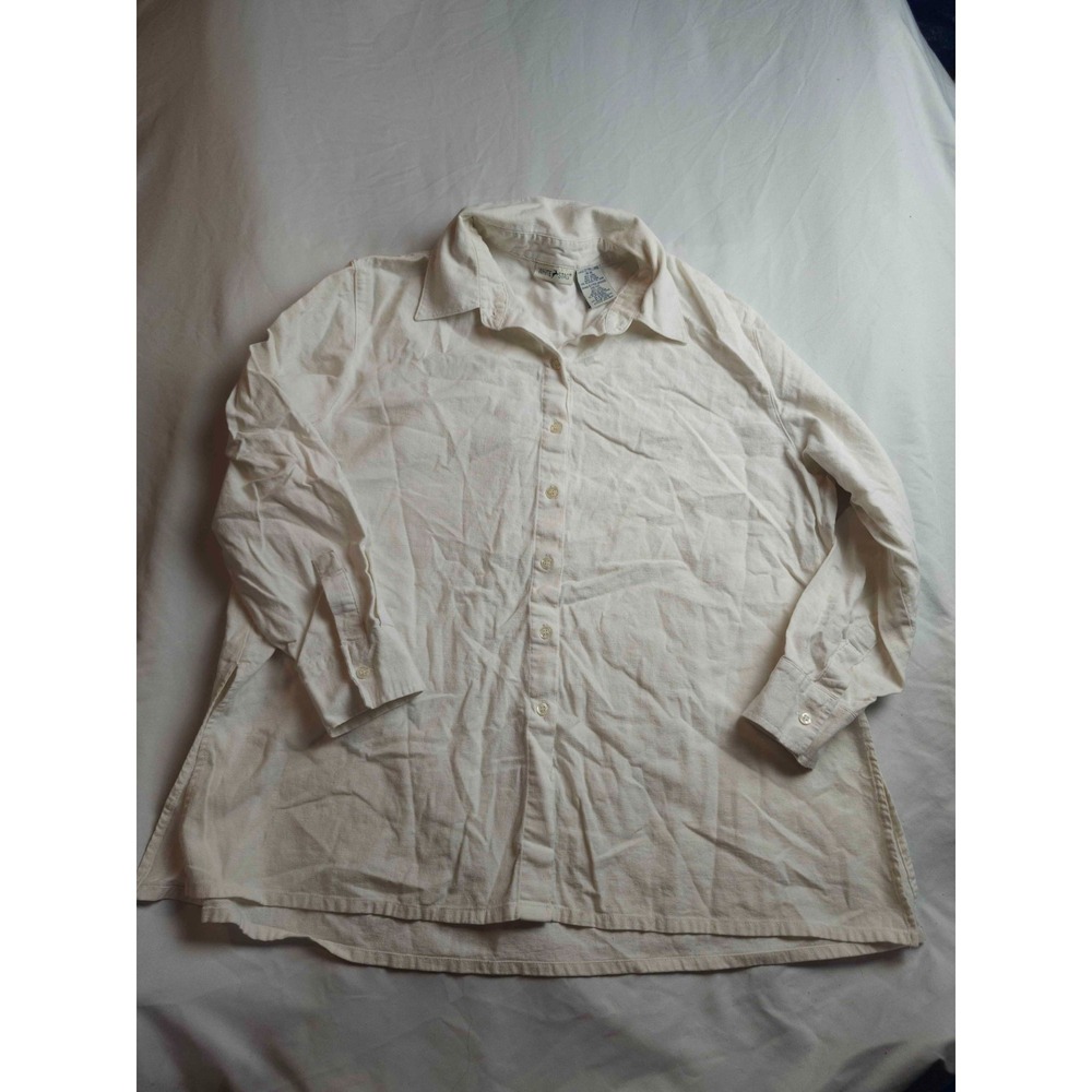 White Stag Button Down Shirt Womens Size XL White Woven Linen Casual Beachy